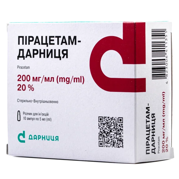 Пірацетам-Дарниця розчин для ін’єкцій по 200 мг/мл, в ампулах по 5 мл, 10 шт.