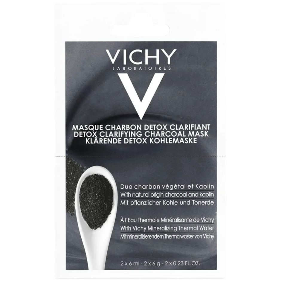 Маска-детокс для обличчя Vichy (Віши) з вугіллям та каоліном для глубокого очищення шкіри по 6 мл, 2 шт