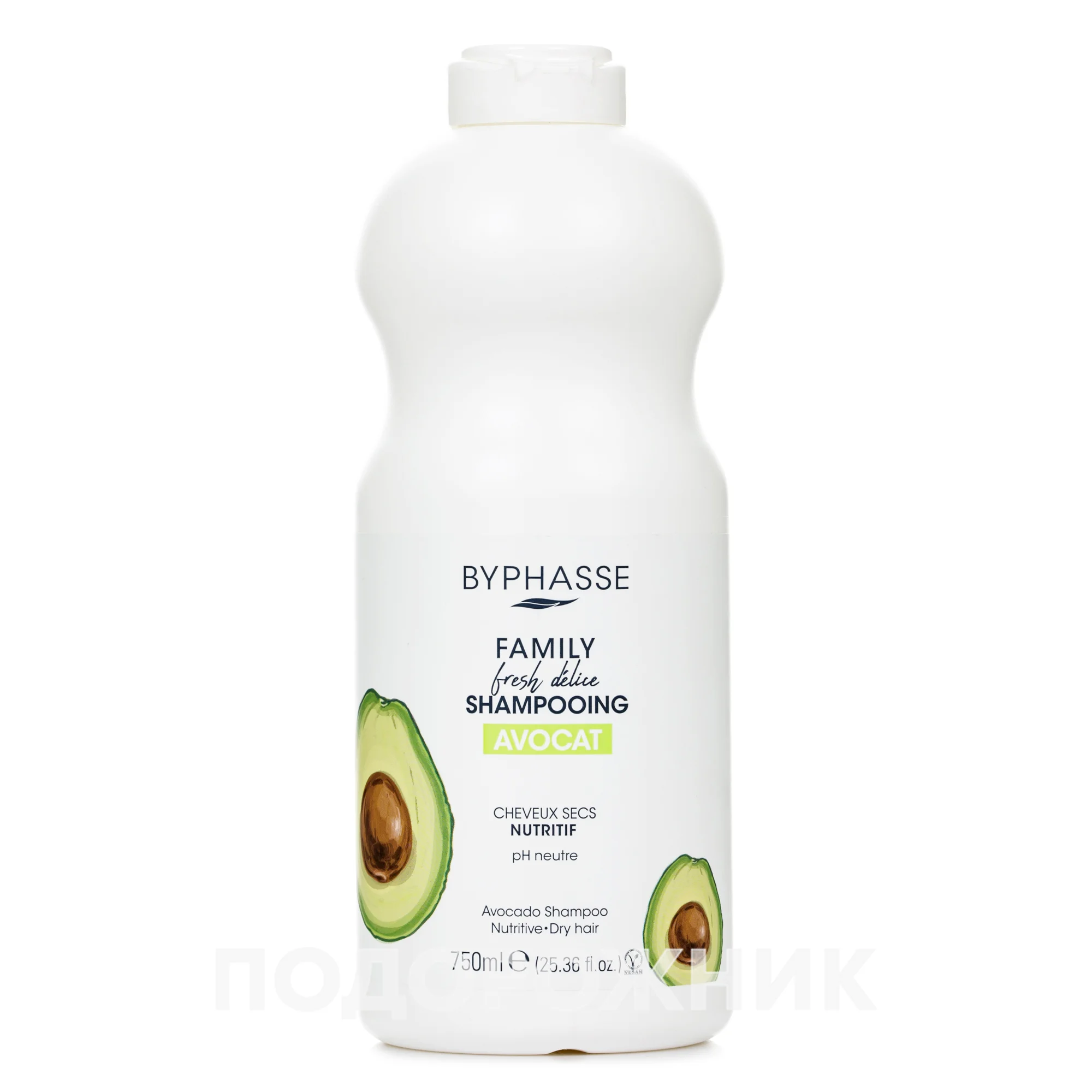 Шампунь для сухого волосся Byphasse (Біфас) Family Fresh Delice з авокадо, 750 мл