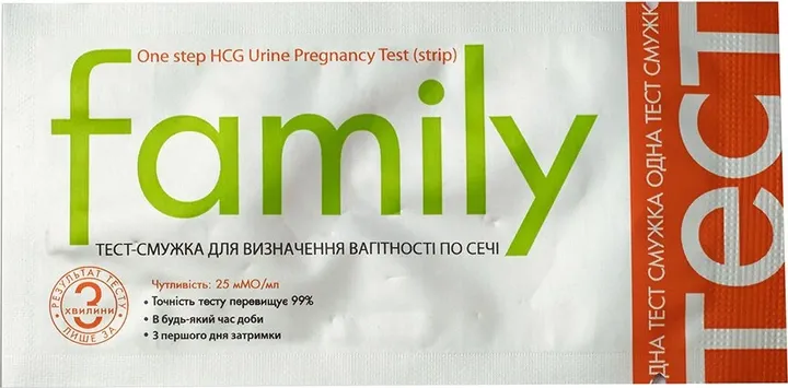 Тест для визначення вагітності Family (Фемелі) 25 ММО/мл, 1 шт.