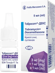 Тобросопт Декс краплі очні, суспензія (3.0 мг/1.0 мг)/1 мл, 5 мл