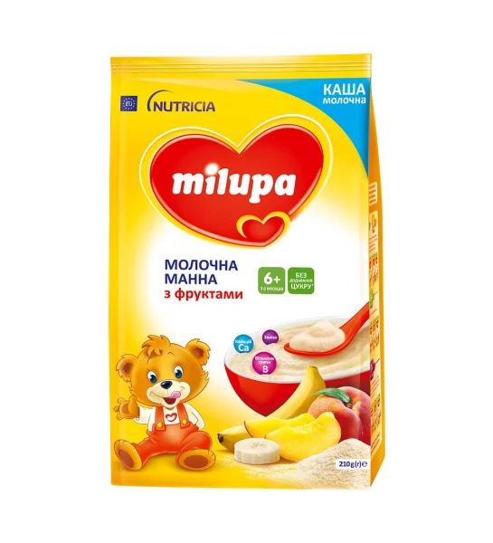 Каша молочная детская Milupa (Милупа) Манна с фруктами с 6-ти месяцев, 210 г