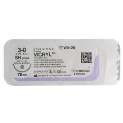 Шовний матеріал Вікрил (Vicryl) W9120, колюча голка Тайпер Поінт (Taper Point) 26 мм,  розмір 3-0, 1/2 кола, 75 см
