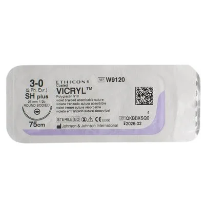Шовний матеріал Вікрил (Vicryl) W9120, колюча голка Тайпер Поінт (Taper Point) 26 мм,  розмір 3-0, 1/2 кола, 75 см
