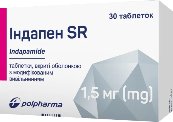 Індапен СР таблетки вкриті оболонкою по 1,5 мг, 30 шт.