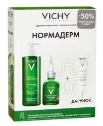 Набір Віши (Vichy) Нормадерм гель для вмивання 400 мл + сироватка-пілінг 30 мл +  флюїд сонцезахисний 15 мл, 1 шт.