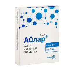 Айлар розчин для ін'єкцій по 100 МО/мл у картриджі по 3 мл, 5 шт.