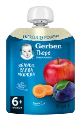 Пюре Гербер (Gerber) зі смаком яблука, сливи і моркви, 90 г