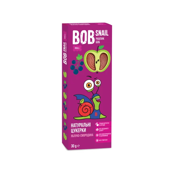 Цукерки Равлик Боб (Bob Snail) зі смаком яблука та чорної смородини, 30 г