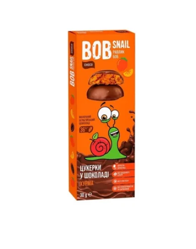 Цукерки Равлик Боб (Bob Snail) Хурма у бельгійському молочному шоколаді, 30 г