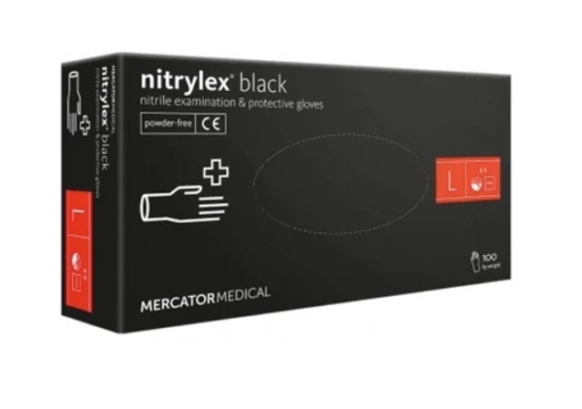 Рукавиці Нітрилекс Блек (Nitrylex Black) нітрилові, неприпудрені, чорні, розмір L, 1 пара