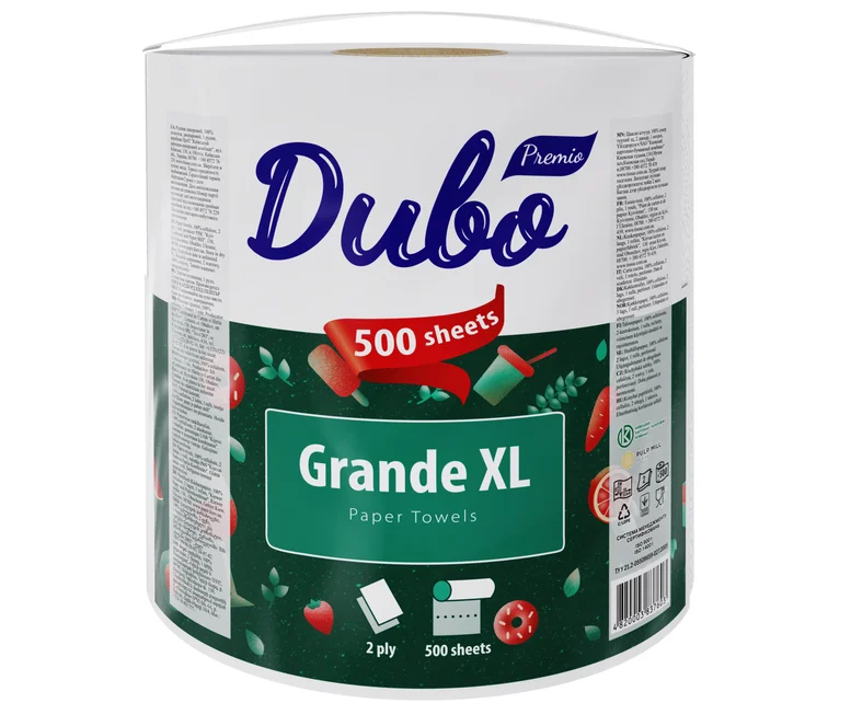 Рушники паперові Диво Premio Grande XL, 500 відривів, двошаровий, білий, 1 шт.