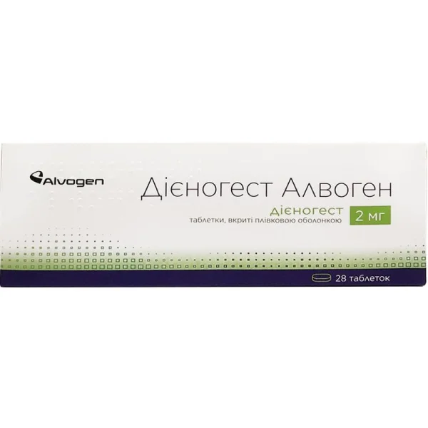 Дієногест Алвоген у таблетках по 2 мг, 28 шт.