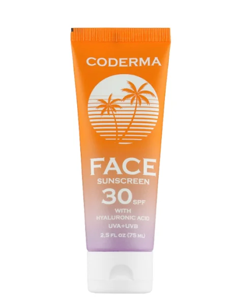 Сонцезахисний крем для обличчя Кодерма (Coderma) з гіалуроновою кислотою SPF30, 75 мл