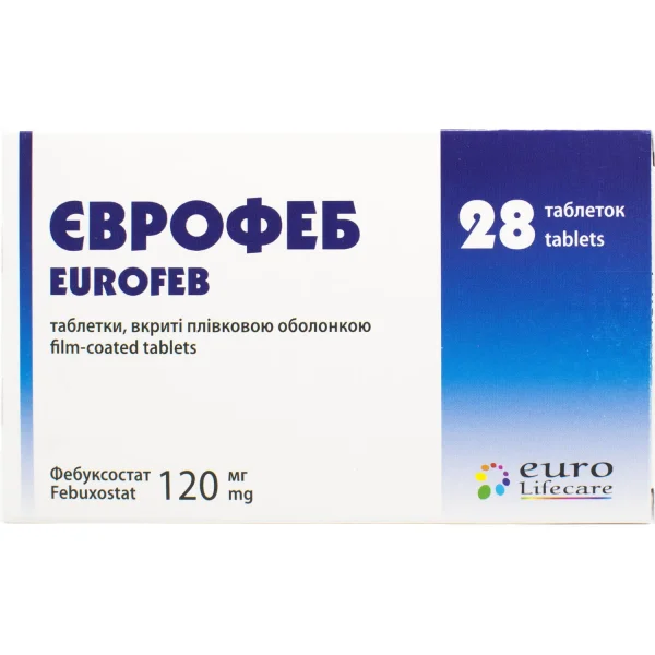 Еврофеб таблетки по 120 мг, 28 шт.