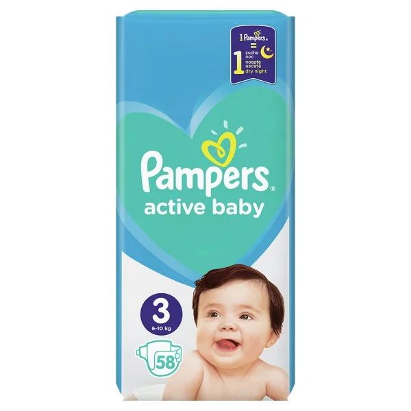 Подгузники Pampers Active Baby (Памперс Актив Бэби), размер 3 (6-10 кг), 58 шт.