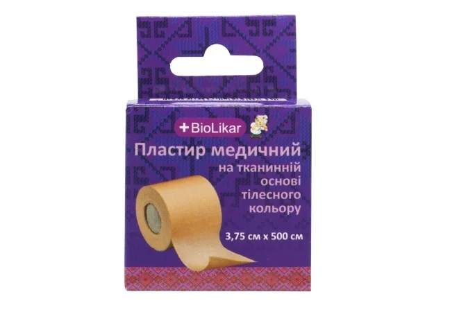 Пластир медичний BioLikar на тканинній основі білий, 3,75 х 500 см, 1 шт.