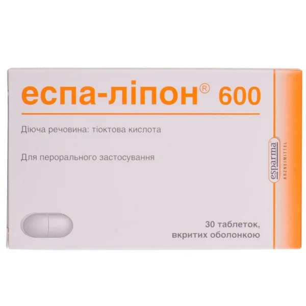 Еспа-ліпон 600 таблетки по 600 мг, 30 шт.