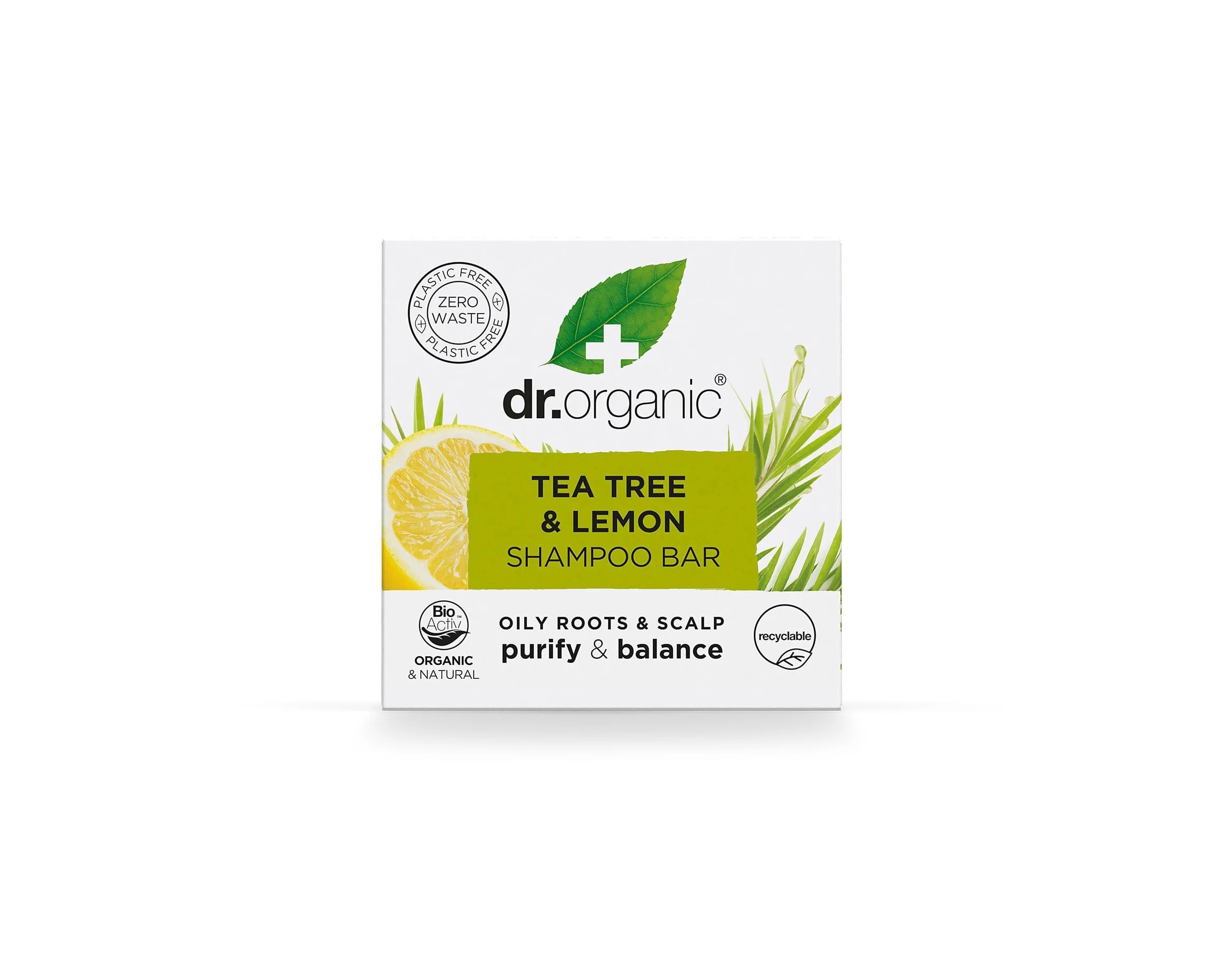 Твердий шампунь для волосся Dr. Organic (Др.Органік) з екстрактом чайного дерева та лимона, 75 г