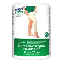 Бинт медичний еластичний Медтекстиль (Medtextile) середньої розтяжності, розмір 5 м х 12 см