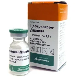 Цефтріаксон порошок для розчину для ін'єкцій по 0,5 г у флаконі, 1 шт.