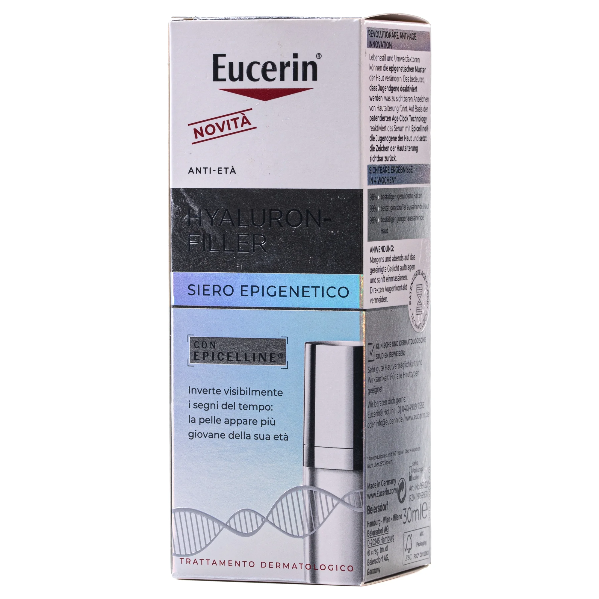 Сироватка для обличчя Eucerin Hyaluron-Filler епігенетична антивікова для всіх типів шкіри, 30 мл