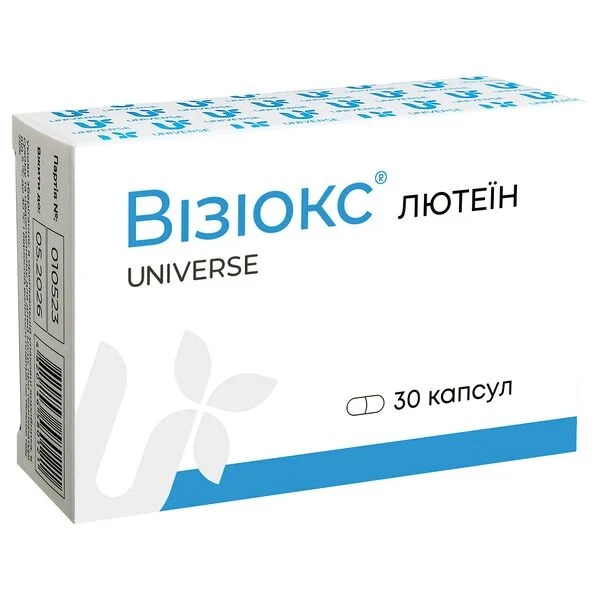 Візіокс Лютеїн дієтична добавка для нормалізації зору у капсулах, 30 шт.