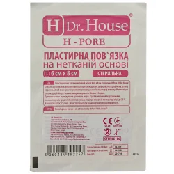 Пов'язка пластирна (пластир) Dr. House (Доктор Хаус) H-Pore медична на нетканій основі (розмір 6 см x 8 см), 1 шт.