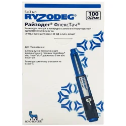 Райзодег Флекстач раствор для ін'єкцій 100 ОД/мл шприц-ручка по 3 мл, 5 шт.
