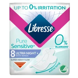 Прокладки Libresse (Либресс) Pure Sensitive Ultra Night+ ночные, 8 шт.