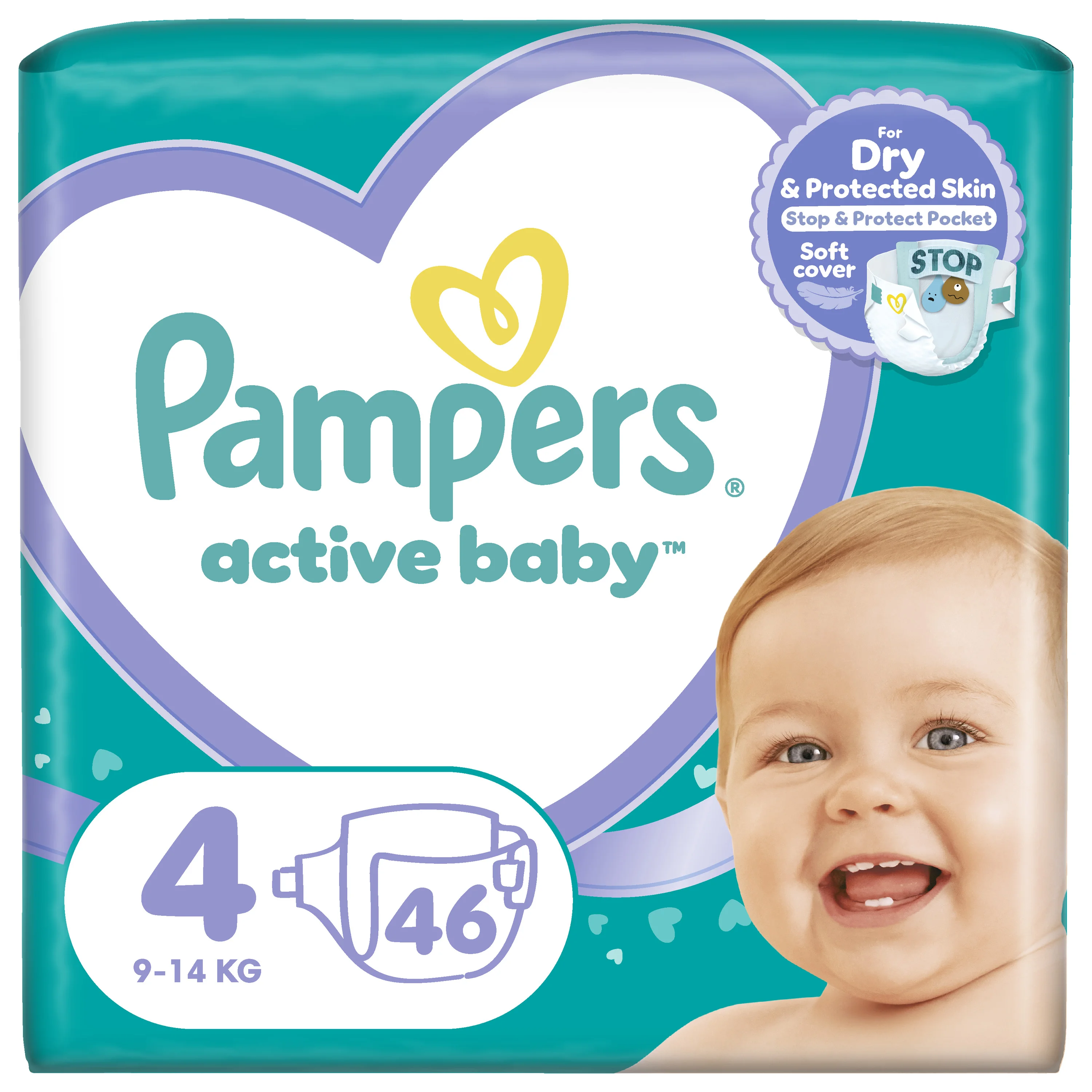 Підгузки Pampers (Памперс) Active Baby Maxi 4 для дітей від 9 до 14 кг, 46 шт.