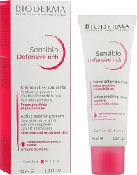 Заспокійливий крем для обличчя Bioderma Sensibio Defensive (Біодерма Сенсибіо Дефенсів) насичений, 40 мл