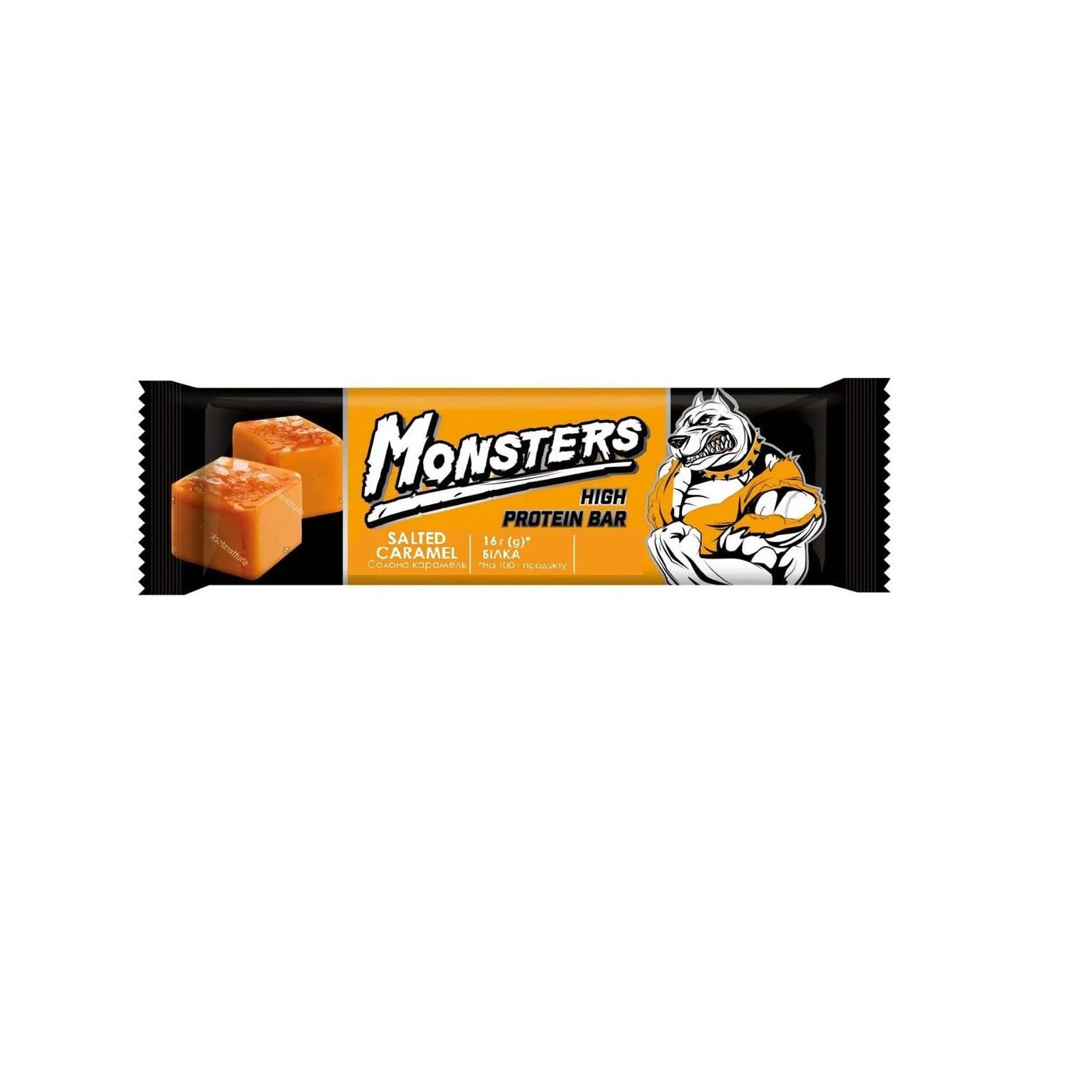 Батончик протеїновий Monsters (Монстерс) з арахісом та солоною карамеллю, 40 г