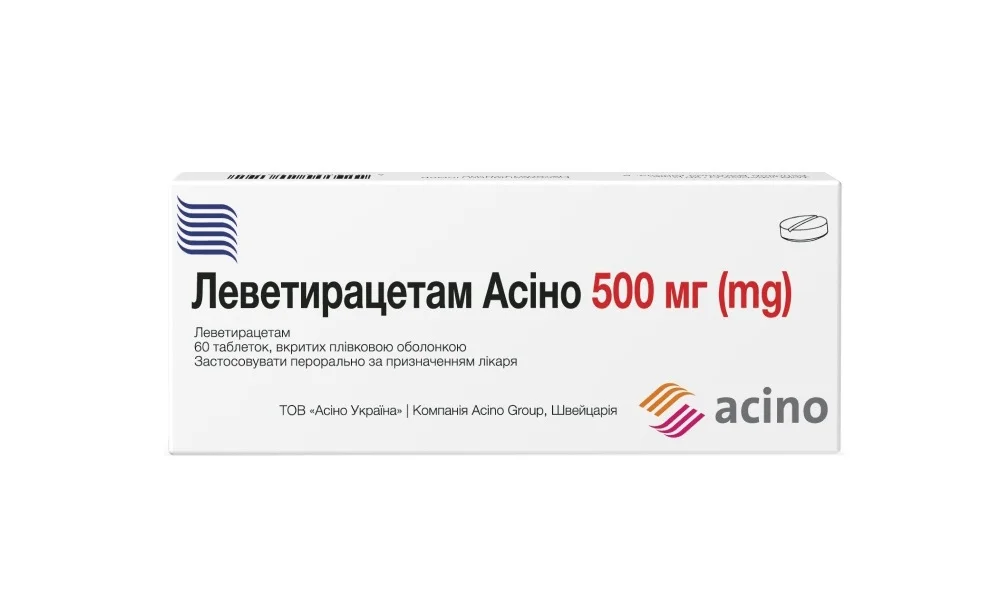Леветирацетам Асіно таблетки по 500 мг, 60 шт.
