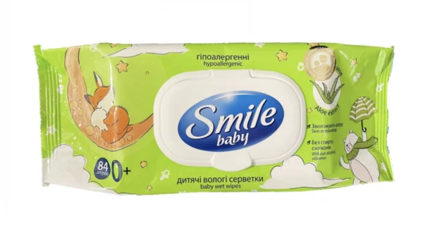 Серветки вологі Smile (Смайл) Baby Екстракт алое, 84 шт.