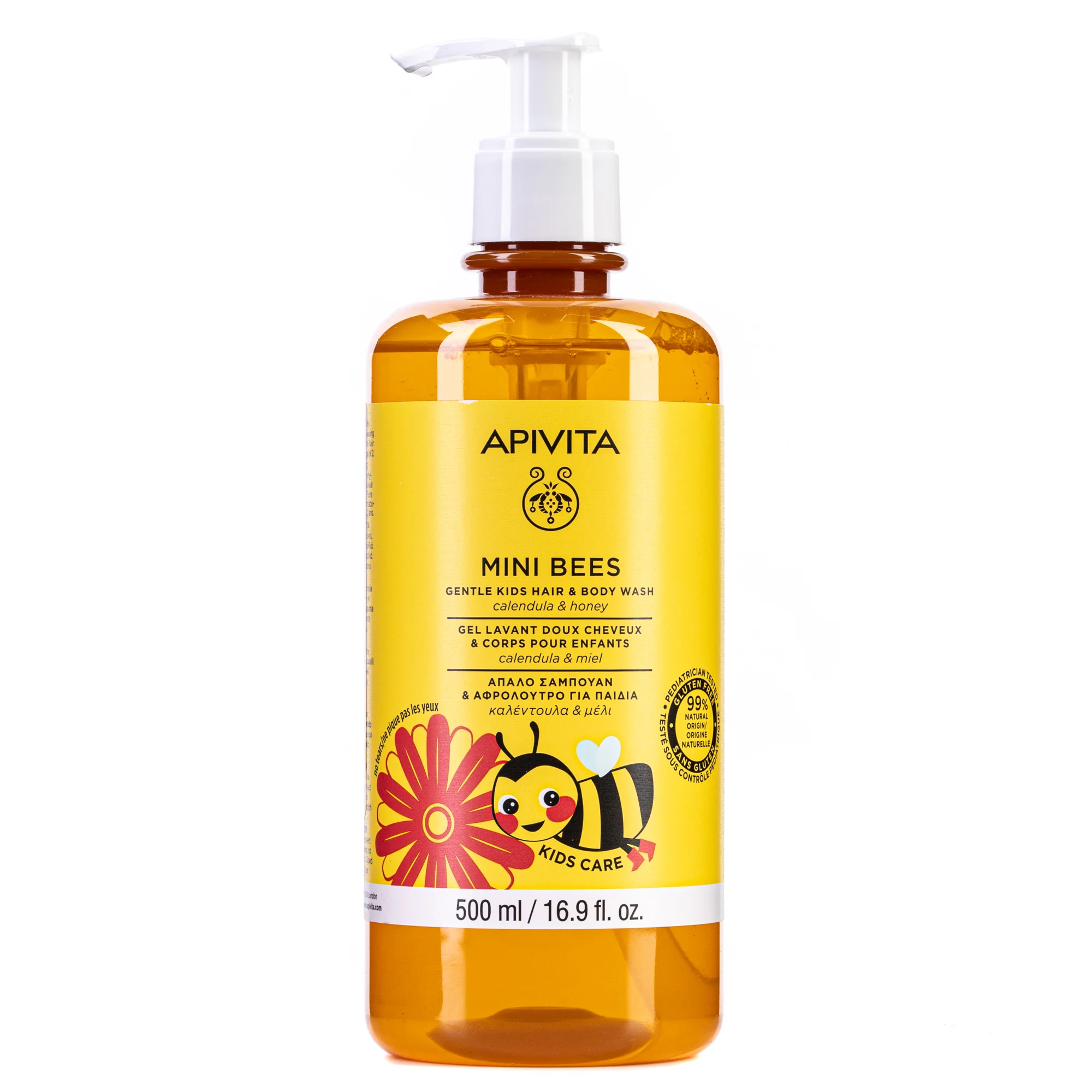 Засіб для миття волосся та тіла Апівіта Міні Біз (Apivita Mini Bees) дитячий, 500 мл