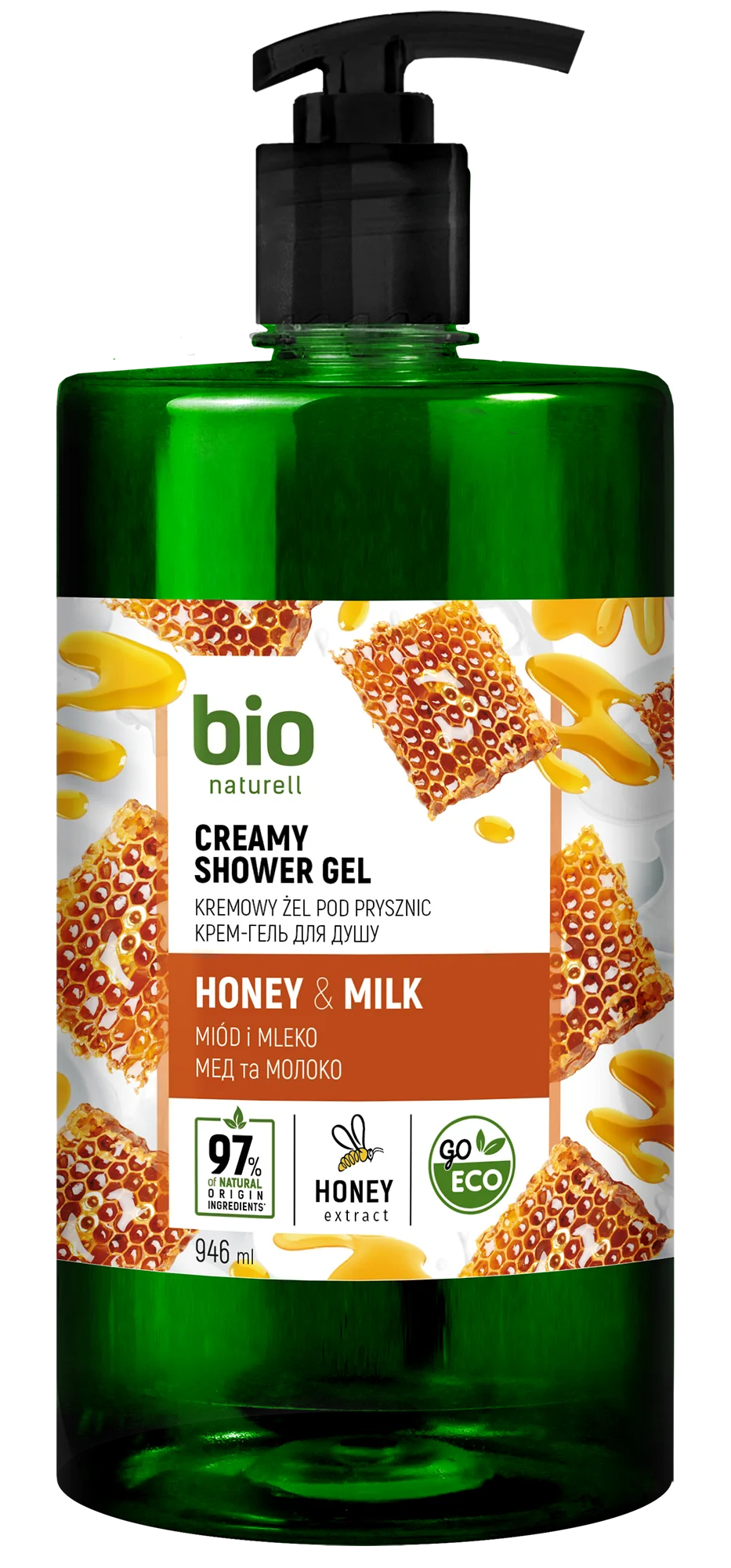 Гель для душу Bio Naturell (Біо Натурель) Мед та молоко, 946 мл