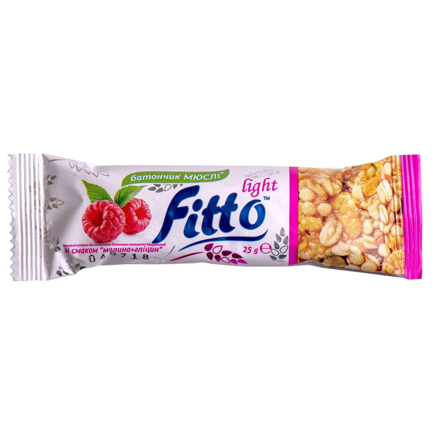 Батончик-мюслі Фітто лайт (Fitto light) малина+гліцин, 1 шт.