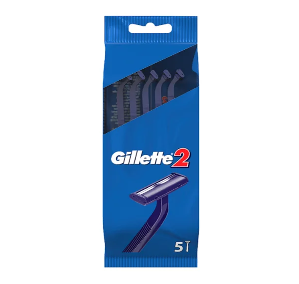 Набор одноразовых бритвенных станков Джилетт 2 (Gillette), 5 шт.