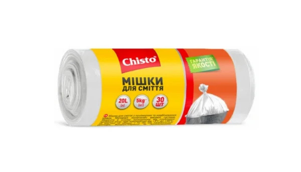 Пакети для сміття Chisto (Чисто) білі 20 л, 30 шт.