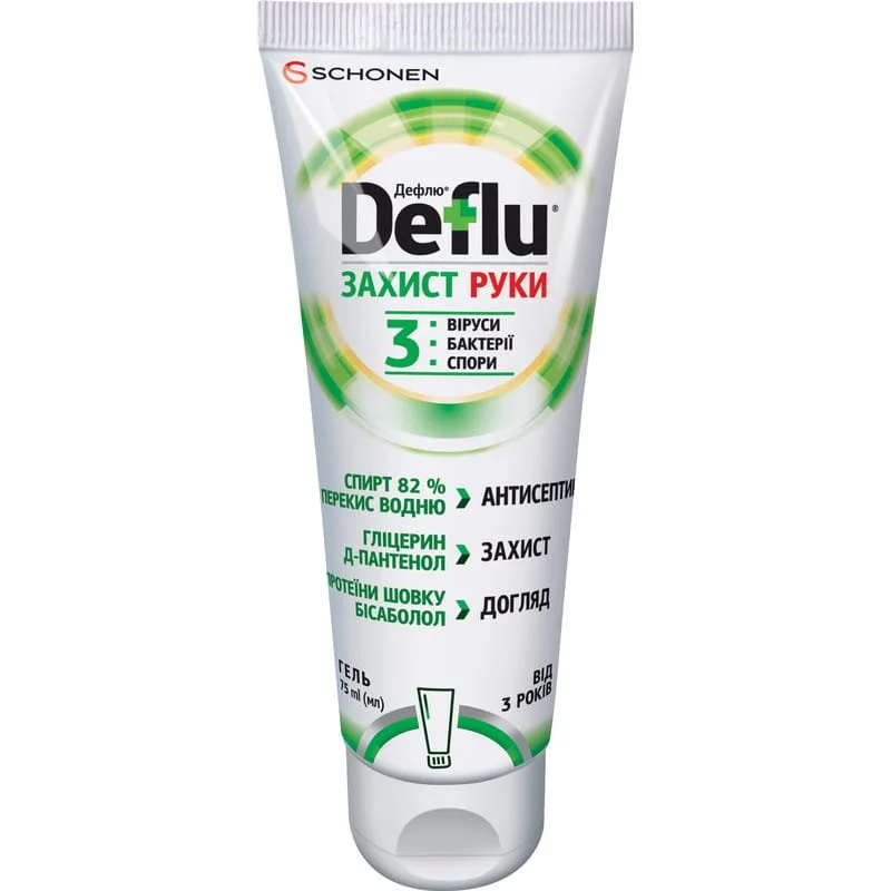 Дефлю (Deflu) Захист Рук гель антисептичний, 75 мл