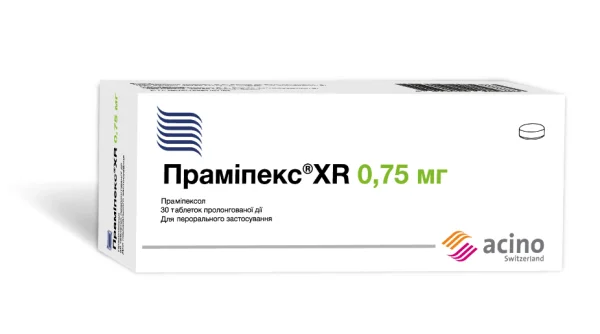Прамипекс XR таблетки пролонгированного действия 0,75 мг, 30 шт.