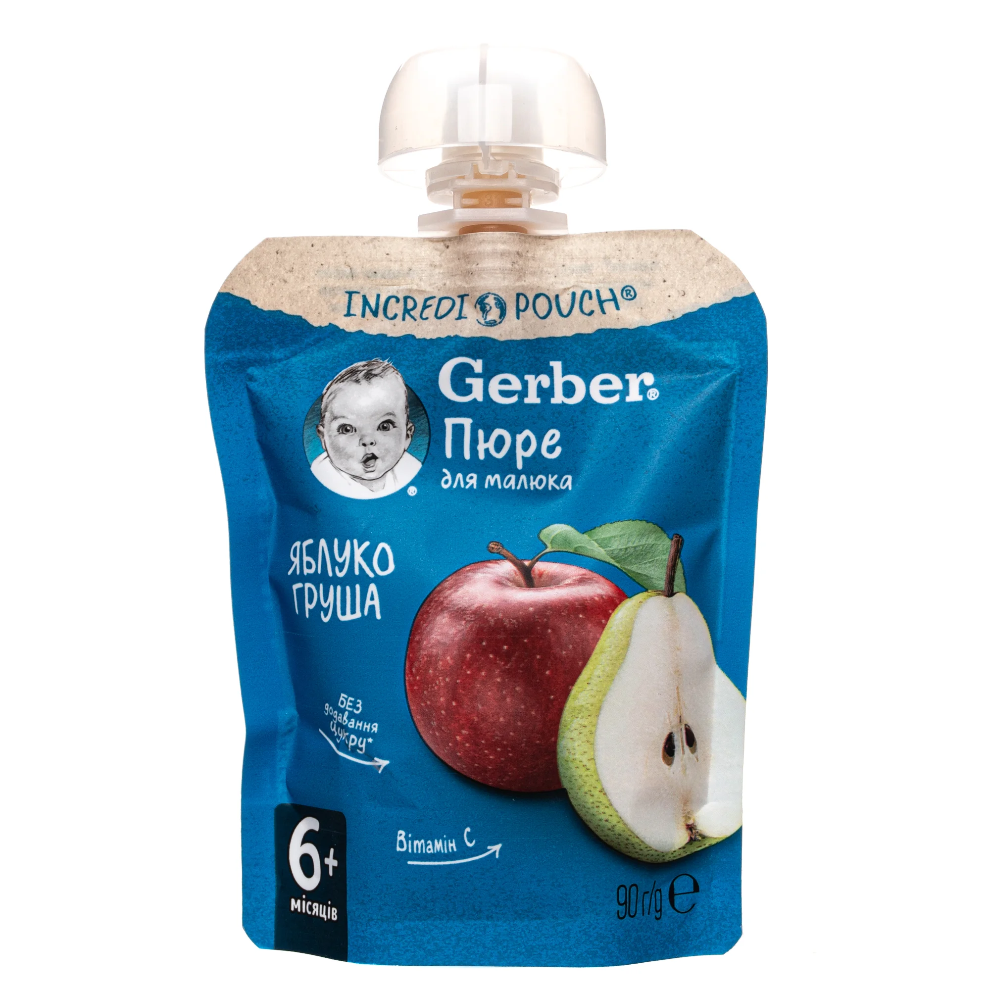 Пюре Гербер (Gerber) яблуко і груша, 90 г (пауч)