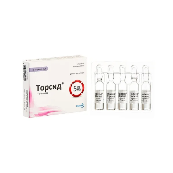 Торсидный раствор для инъекций по 4 мл в ампуле, 5 мг/мл, 5 шт.