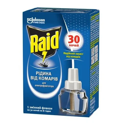 Жидкость для фумигатора Рейд (Raid) защита 30 ночей, 22 мл