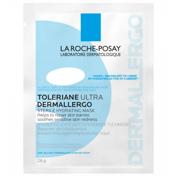Тканинна маска для гіперчутливої шкіри обличчя ЛР Толеран (La Roche-Posay) Ультра Дермалерго зволожуюча, 28 г