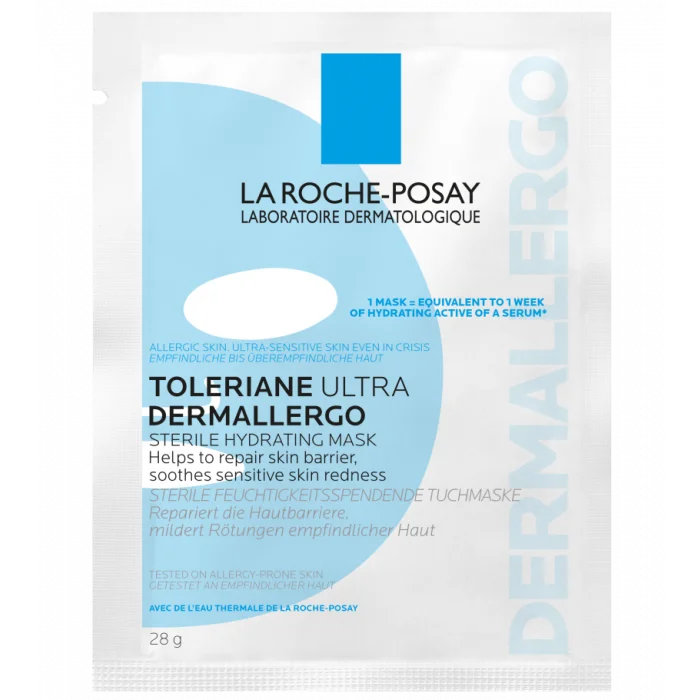 Тканинна маска для гіперчутливої шкіри обличчя ЛР Толеран (La Roche-Posay) Ультра Дермалерго зволожуюча, 28 г