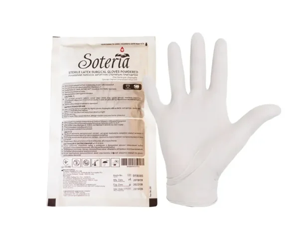 Перчатки хирургические Сотериа (Soteria) стерильные латексные припудренные, размер 7,5, 1 пара