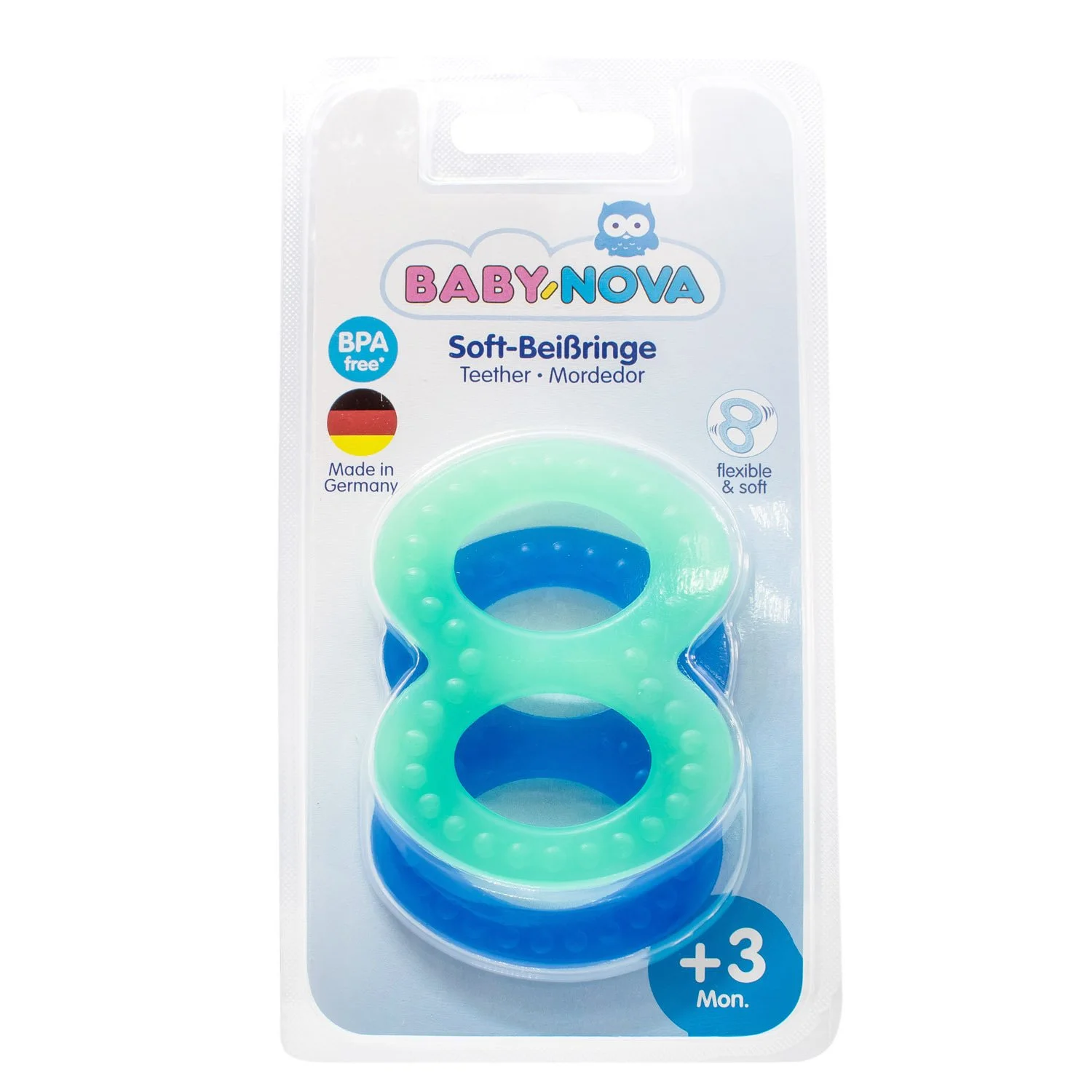 Зубне кільце Baby-Nova (Бебі-Нова) тверде рельєфне, 2 шт.