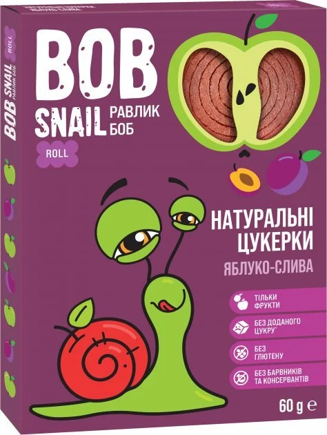 Цукерки Bob Snail (Равлик Боб) яблуко-слива, 60 г